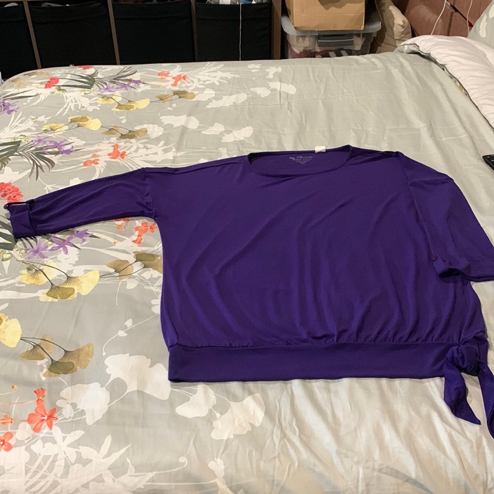 Chico’s purple, tie bottom top
